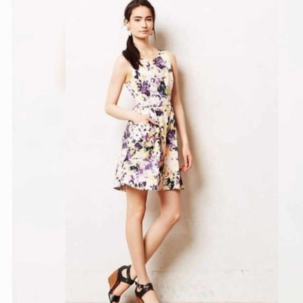 Anthropologie Maeve Pebbled Sleeveless Neon Fit and Flare Dress